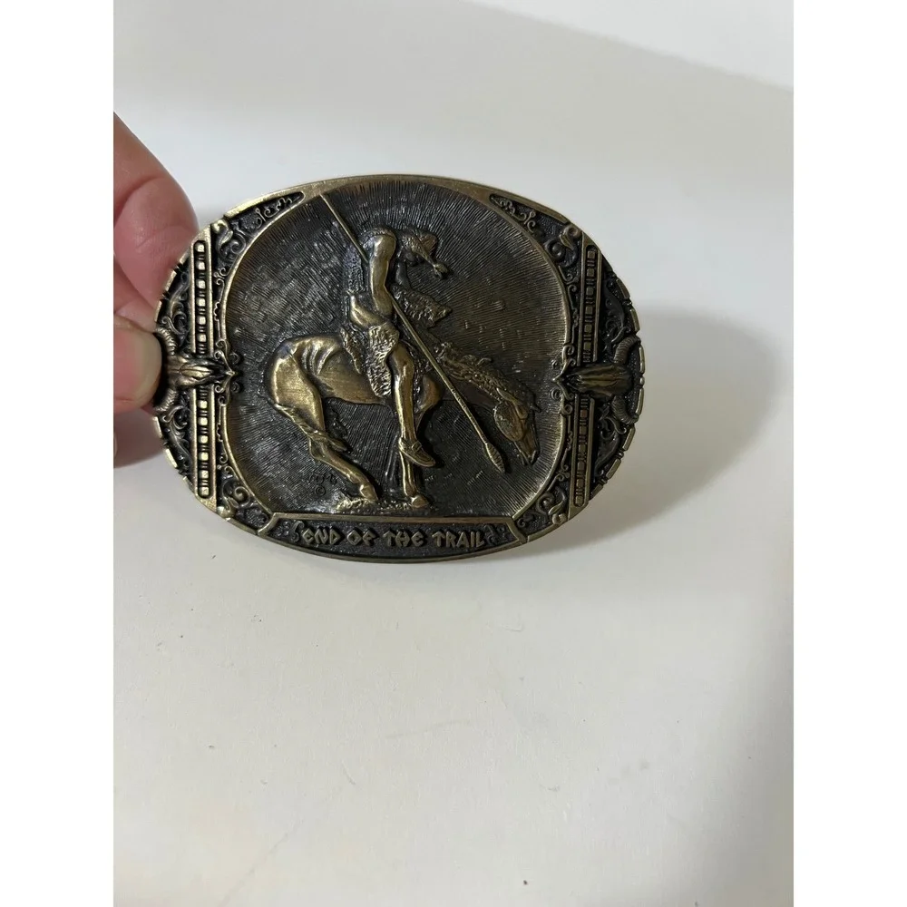 Montana Silversmiths End of the Trail Brass Belt Buckle 3.5
